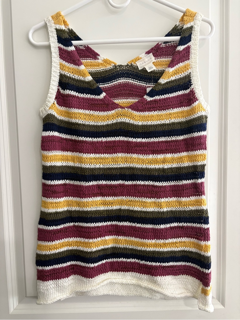 Caslon multi-color striped lightweight knit sleeveless top